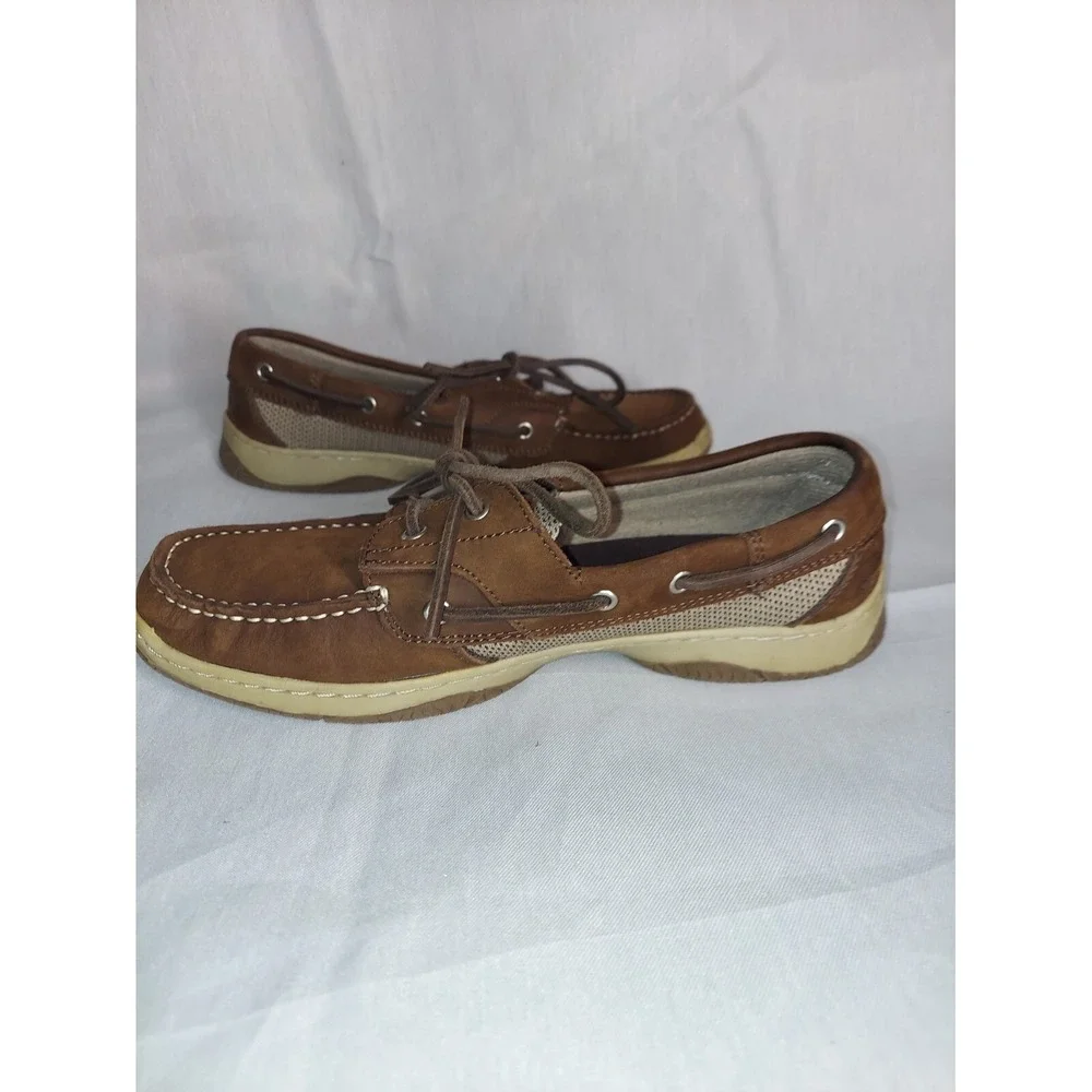 Highland Creek Chesapeake‎ Women's Tan Leather Slip On Loafers Boat Shoes Sz 8M
